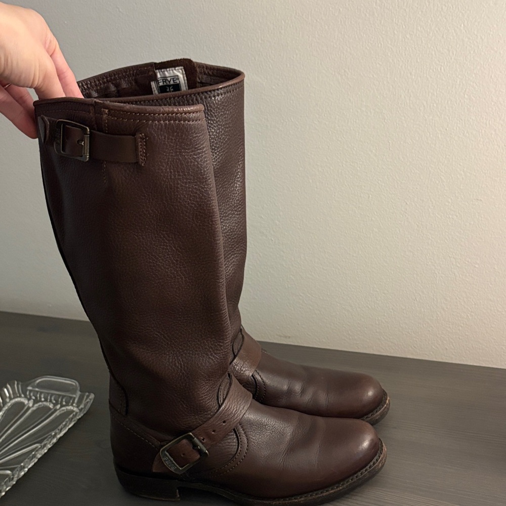 Frye Veronica Slouch Tall Boots – Dark Brown Leather, Women’s 8.5 (Fits 7–7.5)